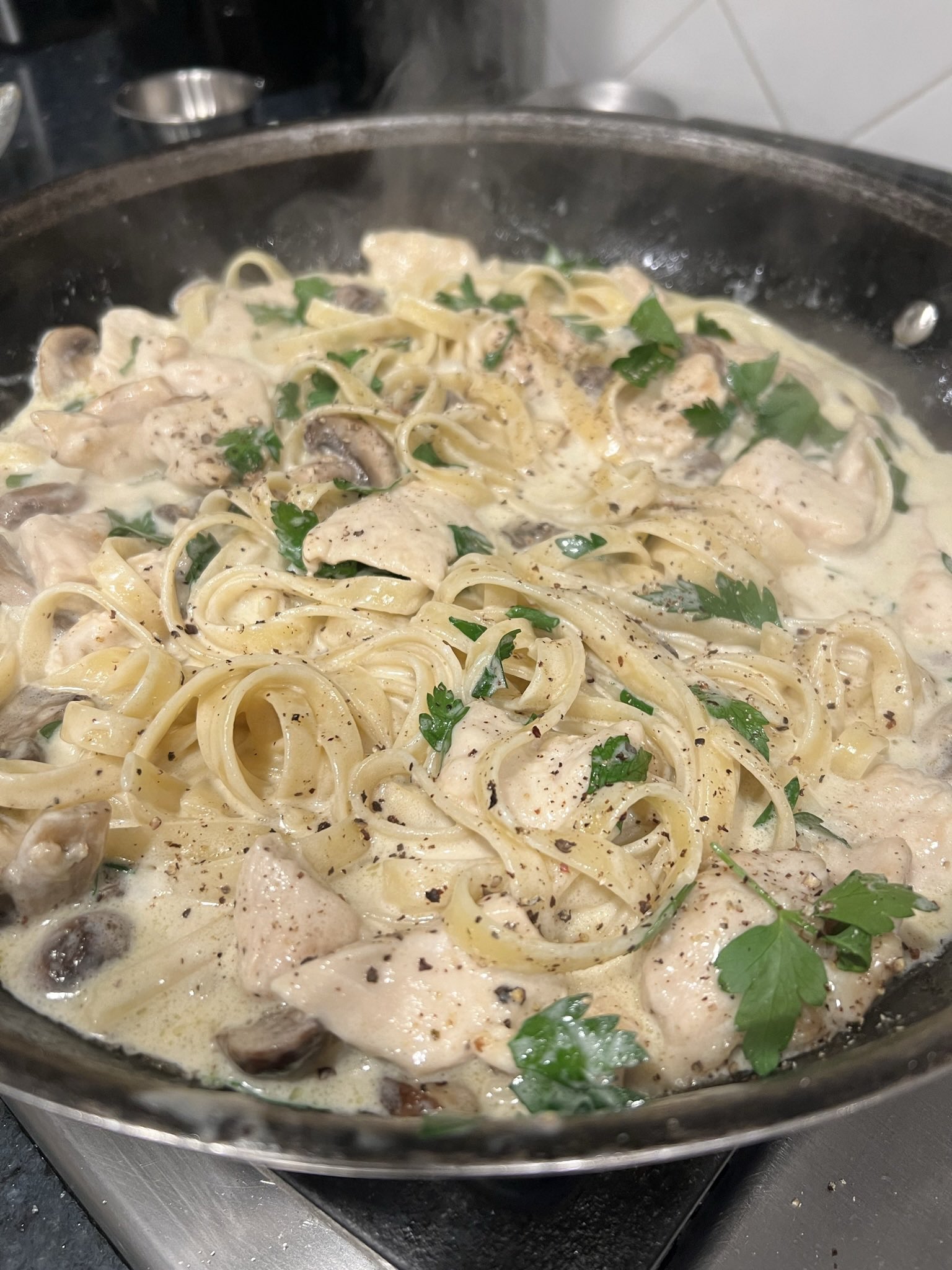 Don Orsillo on Twitter "Chicken and mushroom fettuccini Alfredo with