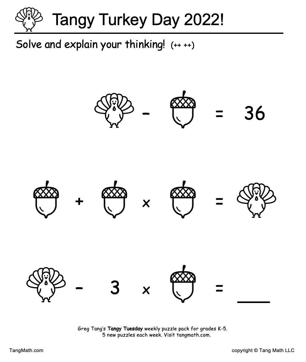 Notice any important math concepts in the puzzle below? I so enjoy writing these problems &amp; hope your kids – and you too – will enjoy solving them! Algebraic equations are fine, but for elementary kids, not always appropriate. Can we solve them in a more age-appropriate way? Yes!