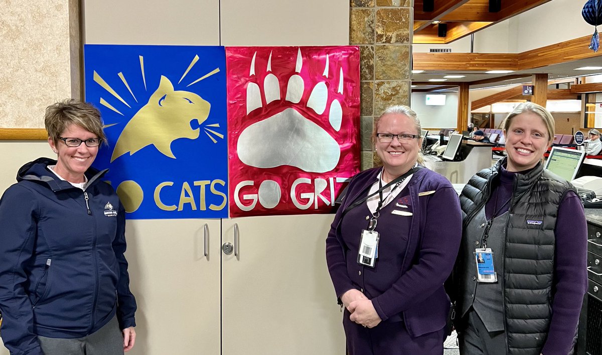 CandisDorsch's tweet photo. Delta Gate Agents greet all Fans for the Brawl of the Wild in Bozeman Montana! #MSUBobcats #UMGrizzlies  #ESPNGameDay https://t.co/7V0sZBdmX9
