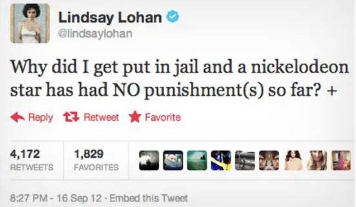 pray4mischa's tweet photo. Now is a great moment to reflect on Lindsay Lohan’s impact on Twitter. With her tweets she gave us DRAMA, showcased her self-deprecating humor, invoked thought provoking questions, and offered inspirational words of wisdom to her followers. https://t.co/Ibgm9XqSFo
