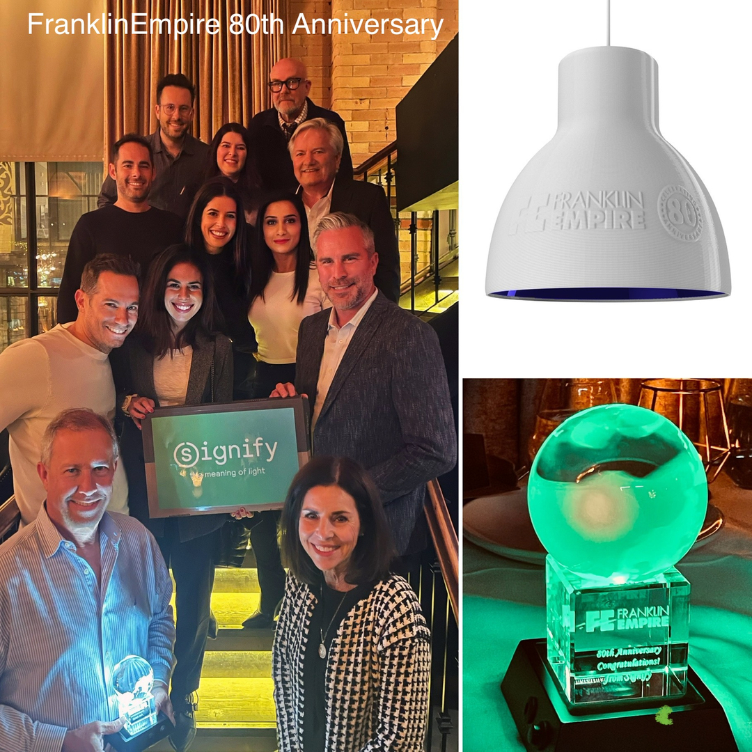 Nous nous sentons tellement chanceux d'avoir des partenaires aussi spéciaux. Les 80 années de succès de Franklin Empire sont le résultat des relations solides que nous avons établies. 
Depuis l'époque de Lightolier ➡️ Canlyte ➡️ Philips ➡️ Signify, vous êtes l�