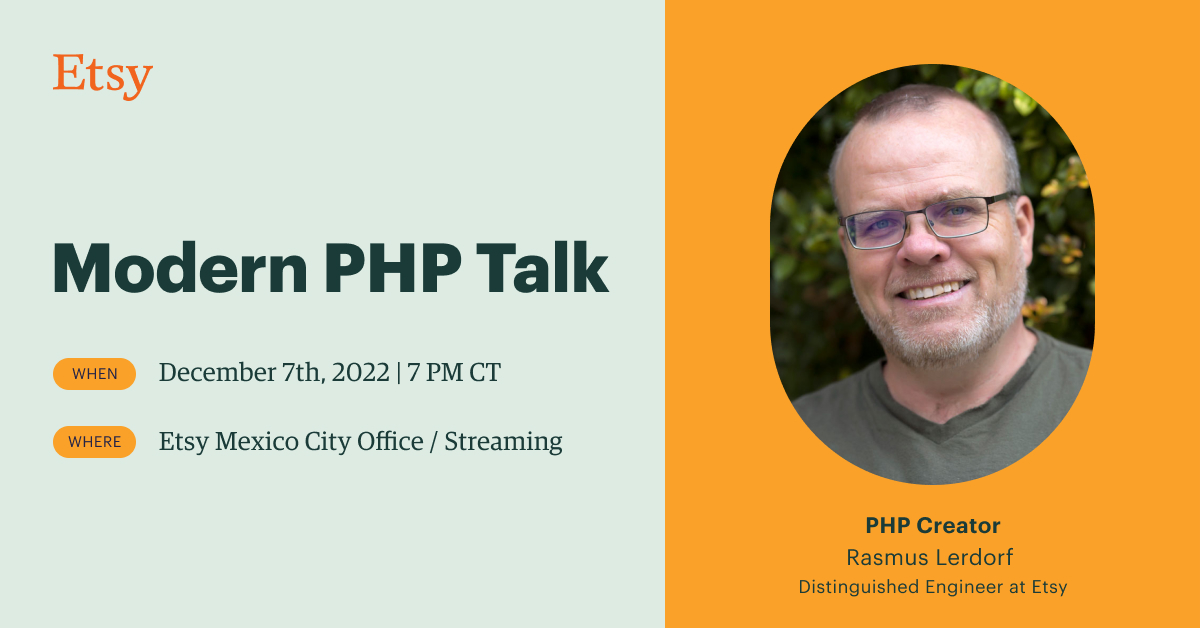 ¿Cada cuando se tiene la oportunidad de escuchar al creador de un lenguaje de programación dar una charla?

Puedes asistir el próximo 7 de diciembre de forma presencial a la charla del creador de PHP: Rasmus Lerdorf

Puede dar RT para que llegue a más gente, es GRATIS