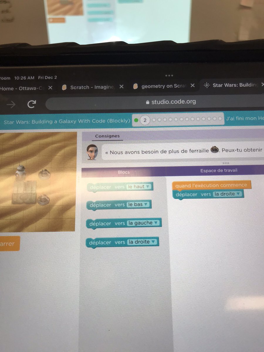 Science_Techs's tweet photo. Hour of code in French for our 4/5 Ss @ShingwakonsPS with @codeorg activities #ocdsbcodes @OCDSB https://t.co/1ptchhBJmN