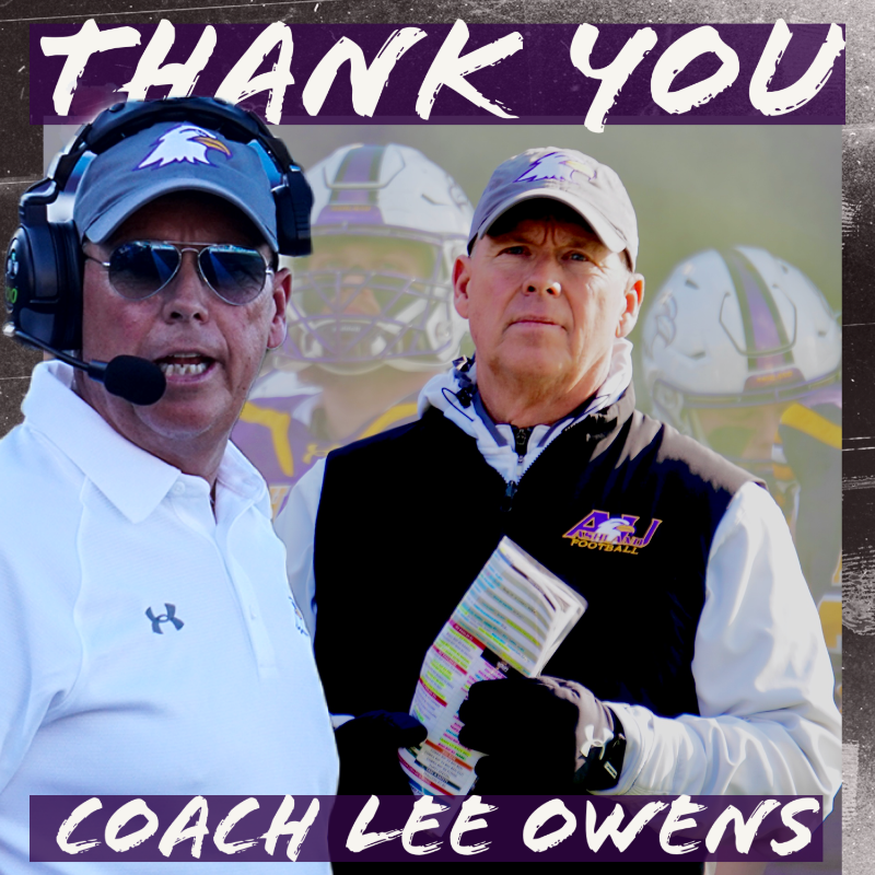 ashlandeagles_'s tweet photo. 𝗟𝗘𝗘 𝗢𝗪𝗘𝗡𝗦 𝗥𝗘𝗧𝗜𝗥𝗘𝗦 🦅
@Ashland_Univ Football Head Coach Lee Owens has announced his retirement after 19 years leading the Eagles.

Coach Owens led @AshlandFB to a 137-61 record over 18 seasons, including six NCAA D-II Playoff appearances and four Conference titles!