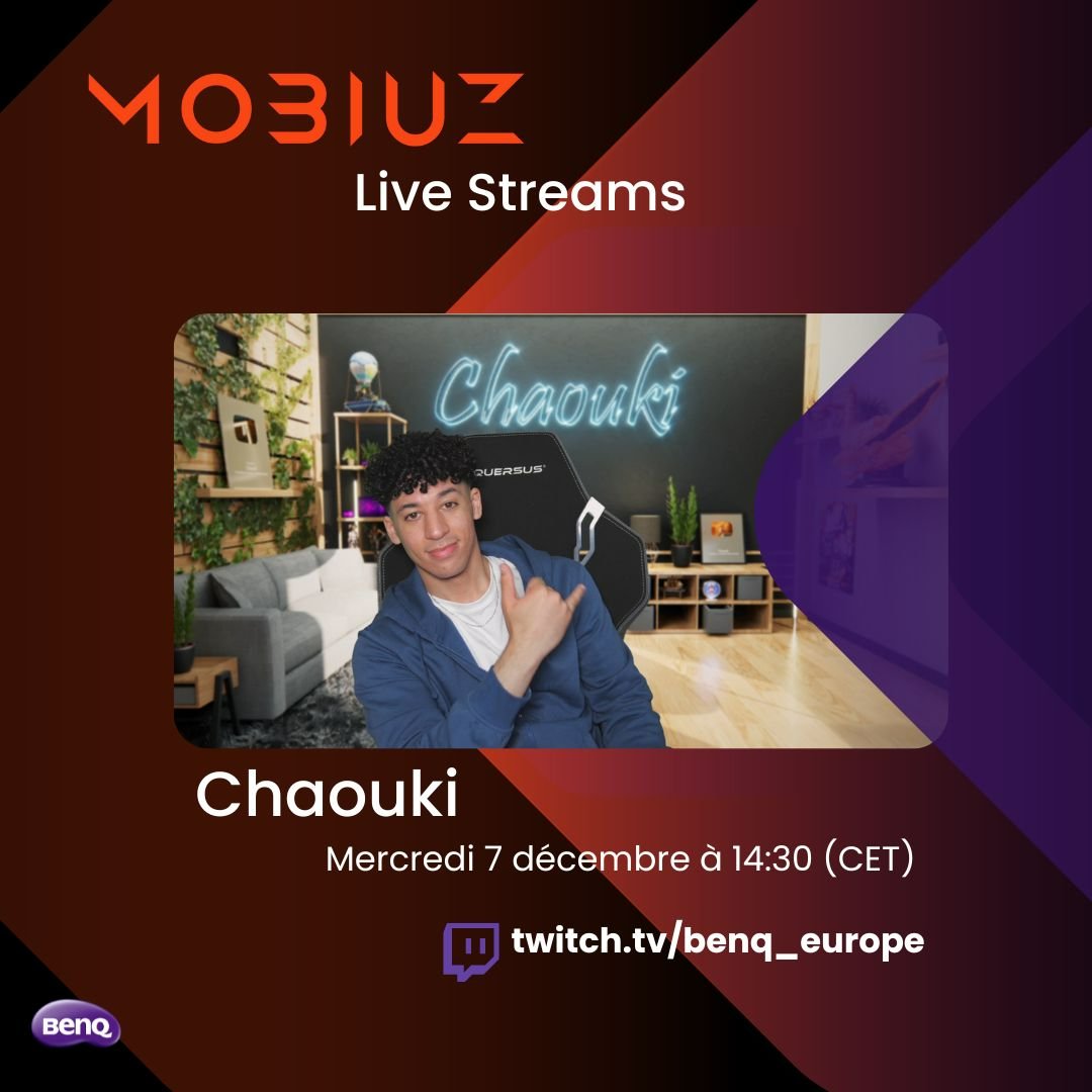 🔥 BIENTÔT UN LIVE TWITCH !!!🔥

<a href="/ChaoukiGaming/">Chaouki</a> sera en live sur notre chaine Twitch mercredi 07/12 à 14h30 dans un stream spécial ! 

Rendez-vous👉twitch.tv/benq_europe 

#gaming #mobiuz #EX240N