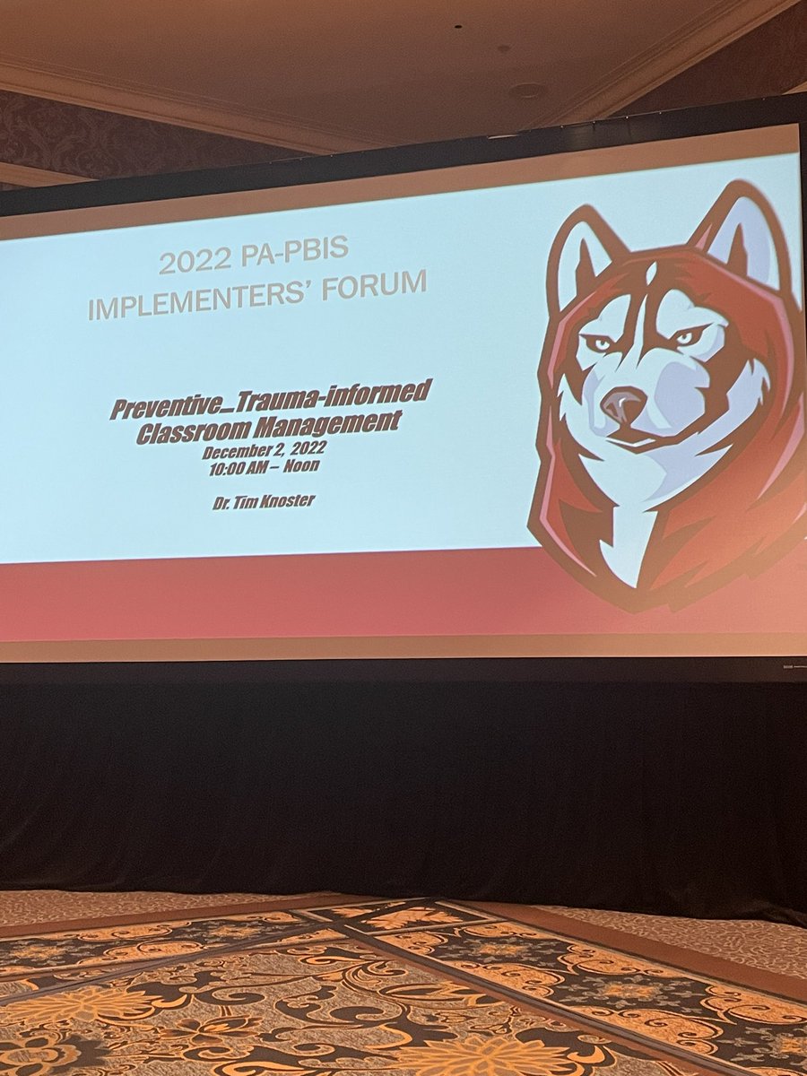 AmandaCipolla's tweet photo. Dr. Tim Knoster presenting “Preventive Trauma-informed Classroom Management” #PaPBS2022 https://t.co/s2WdqxtYMV