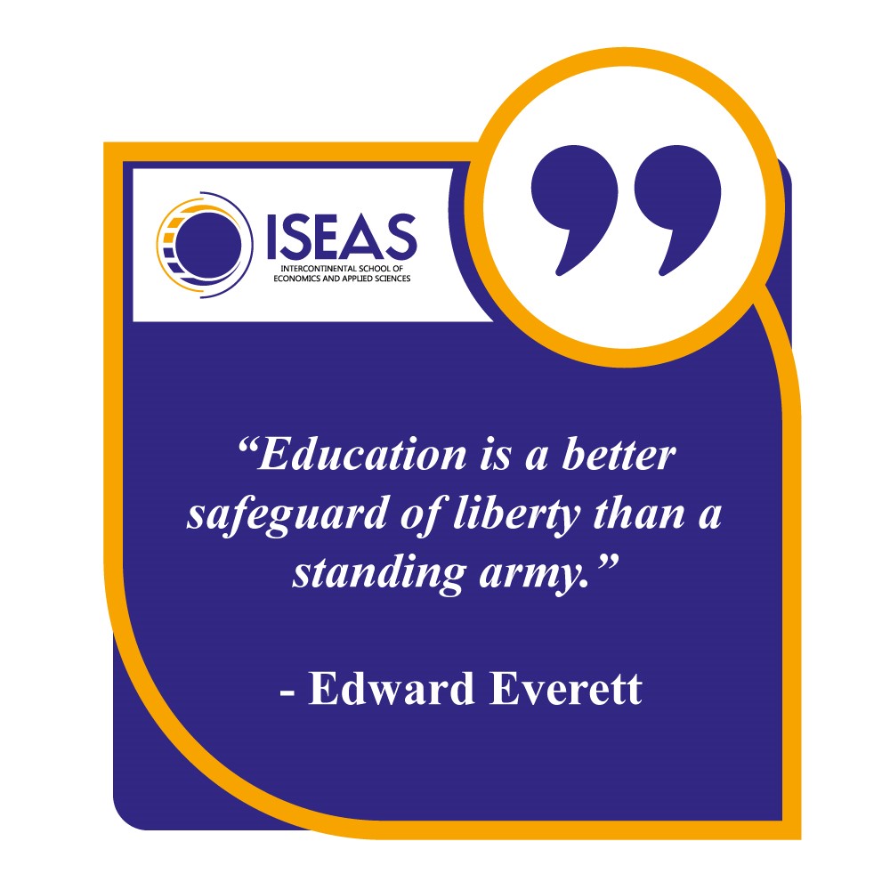 IseasUniversity's tweet photo. DO YOU AGREE WITH #EDWARDEVERETT
That “Education is a better safeguard of liberty than a standing army”? 
@ISEASUniversity is committed to prepare global citizens that will adapt to change &amp; grow....
👉 Check out our courses on offer here https://t.co/xx4lad1aaU #January2023 👨‍🎓👩‍🎓 https://t.co/ucbLlRmT3g