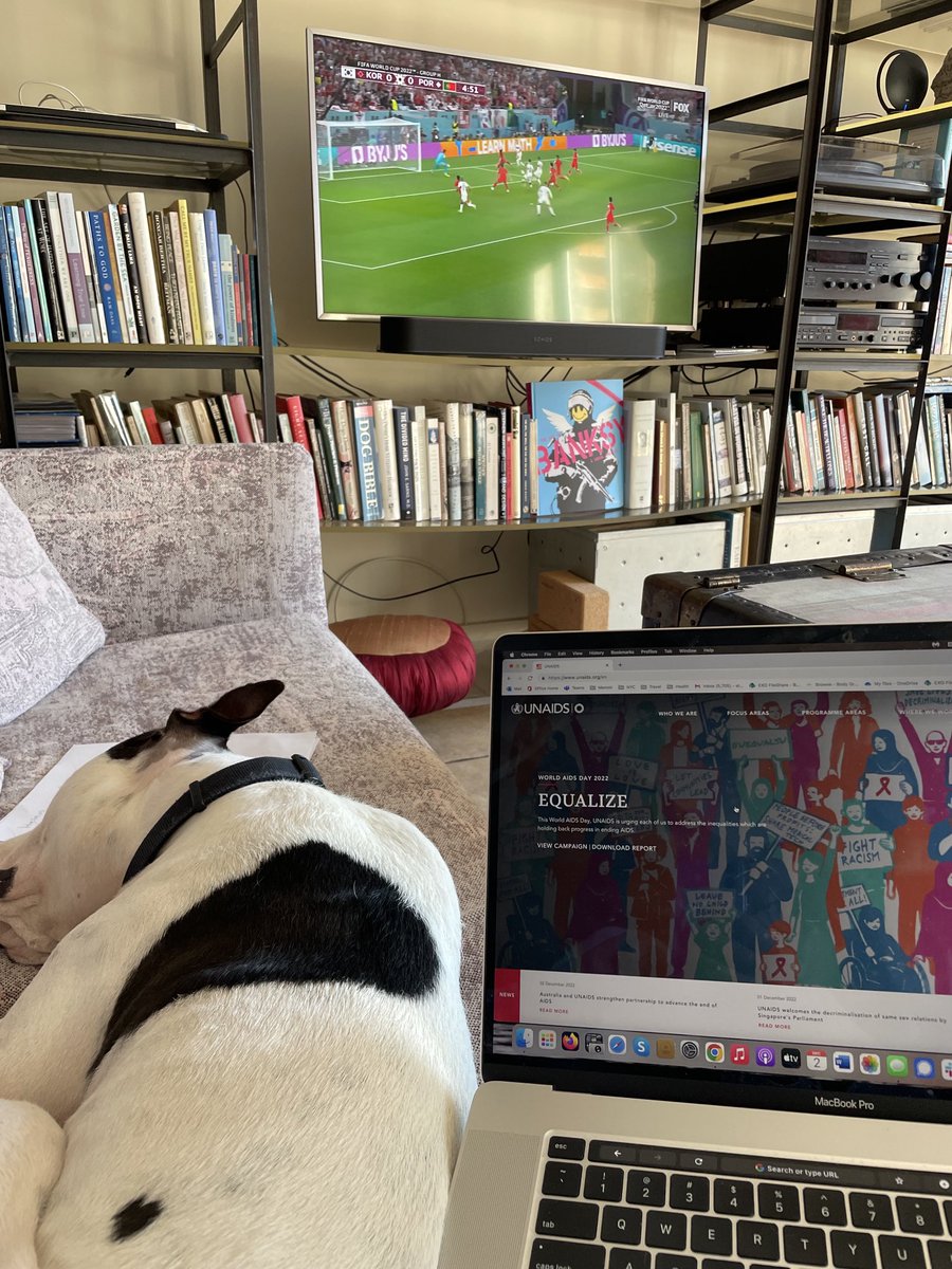 Multi-tasking. #worldcup #unaids #pitbull