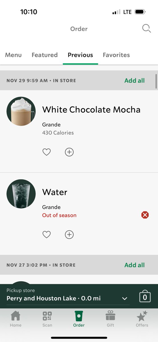 _JustinTalbert's tweet photo. I guess Water is “Out of season” at @Starbucks 🤷🏻‍♂️ https://t.co/Hcw2YMIiK2