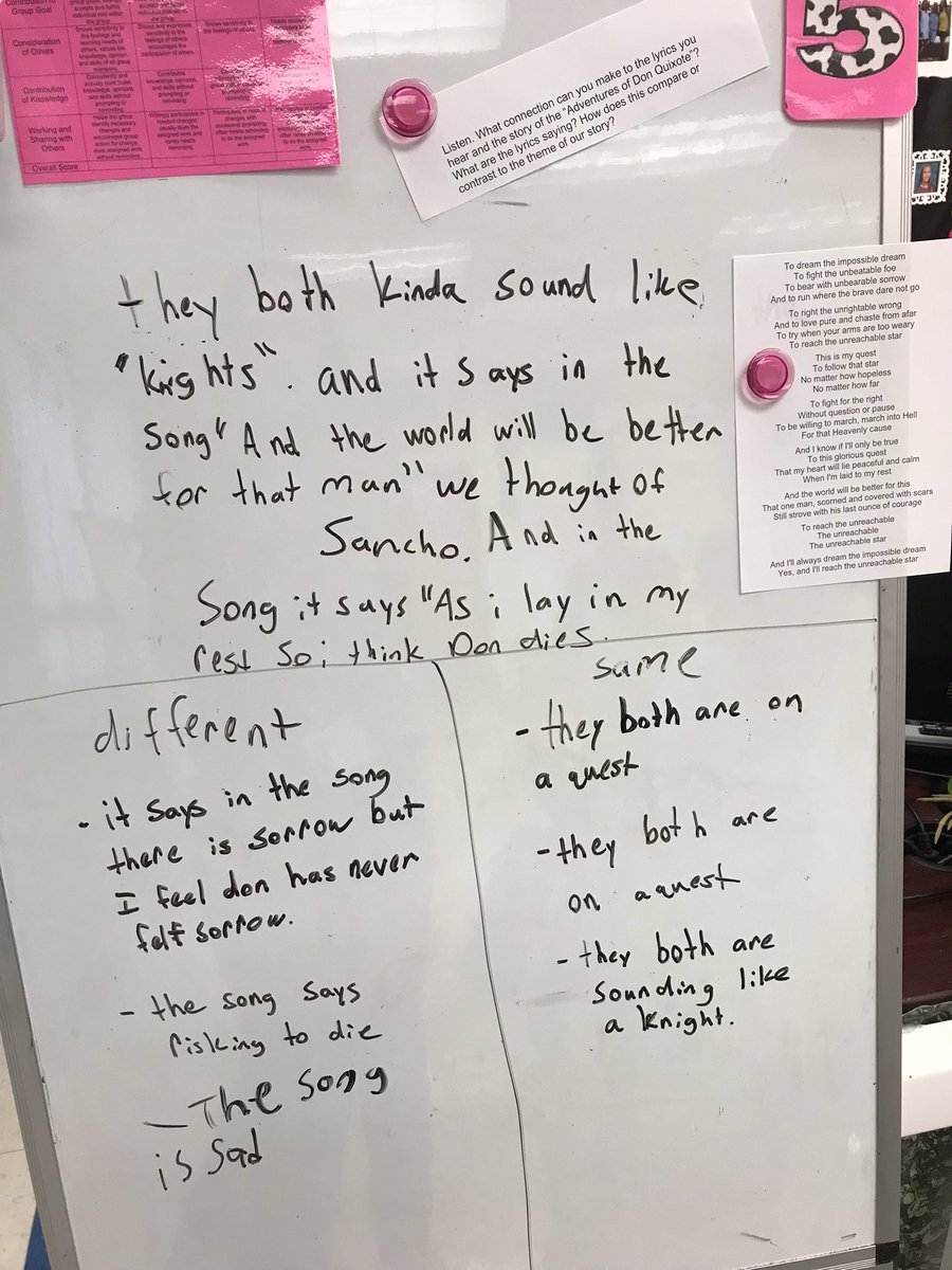 kidteacher11's tweet photo. Amplifys Don Quixote + Sinatra’s “The Impossible Dream” = Engaging 5th graders in Story Elements through theme and multimedia!! @MagnetOsceola @KimVollbracht @ern_natalie @JenniferN_VB @CI_SDIRC @Amplify #highschoolspanishclass #theyweresinging #anddancing https://t.co/Gwm9eEQaPq
