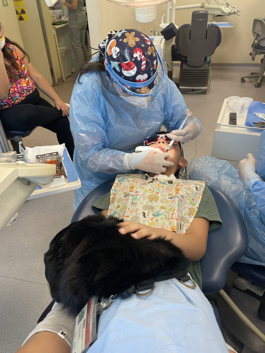corpjuntoati's tweet photo. Apoyando a los niños #autismo con #perrodeterapia durante la atención en el #odontopediatra en @uandes https://t.co/aEthfaYGcy