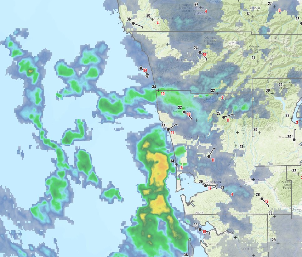NWS Seattle on Twitter "Band of heavier precipitation just about to