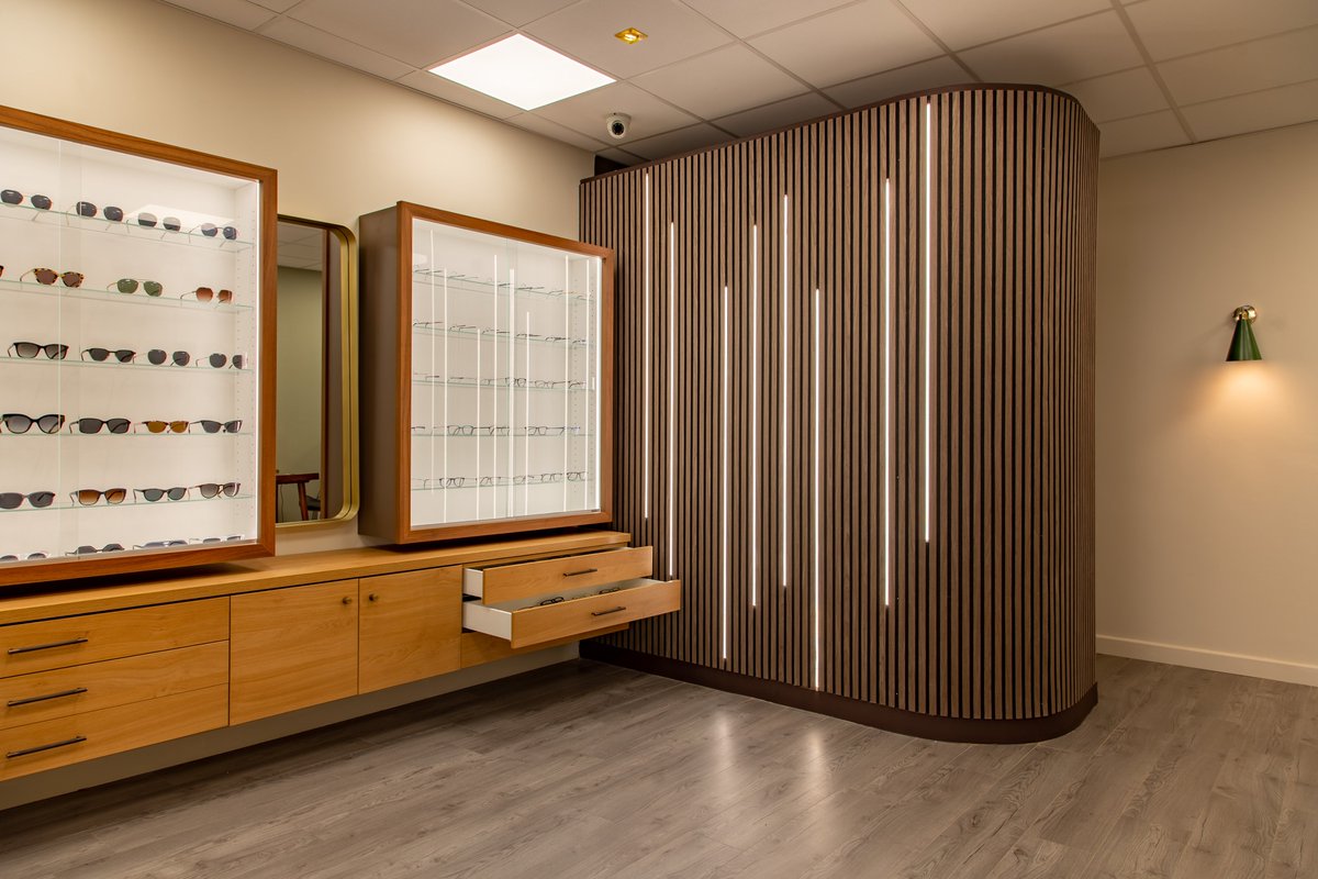 Mewscraft's tweet photo. A smart furniture and display design package for the launch of the lovely new Sage Opticians! This project was completed in late July and it was a delight to work with them and encourage a comfortable and inviting environment for their customers!

https://t.co/XsgbCgwvl1 https://t.co/ZuWGnMDQHi