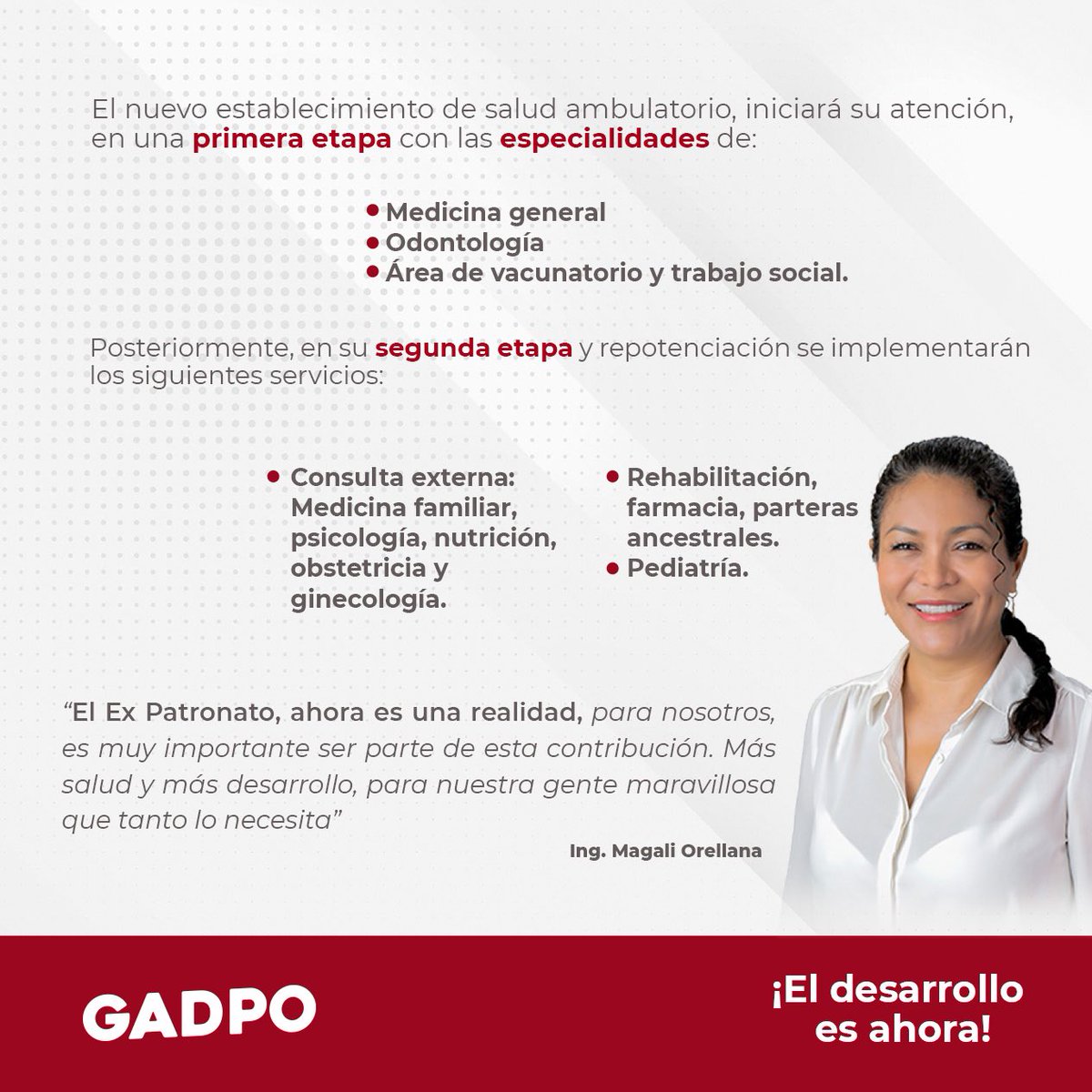 GADPORELLANA's tweet photo. #CEGAP 🏥|Este nuevo establecimiento de salud ambulatoria iniciará su atención en una primera etapa con las especialidades de: medicina general, odontología, área de vacunatorio y trabajo social. Un espacio para recibir pacientes a #nivelprovincial. Más salud para Orellana 🍃 https://t.co/HRcFlGXt6E