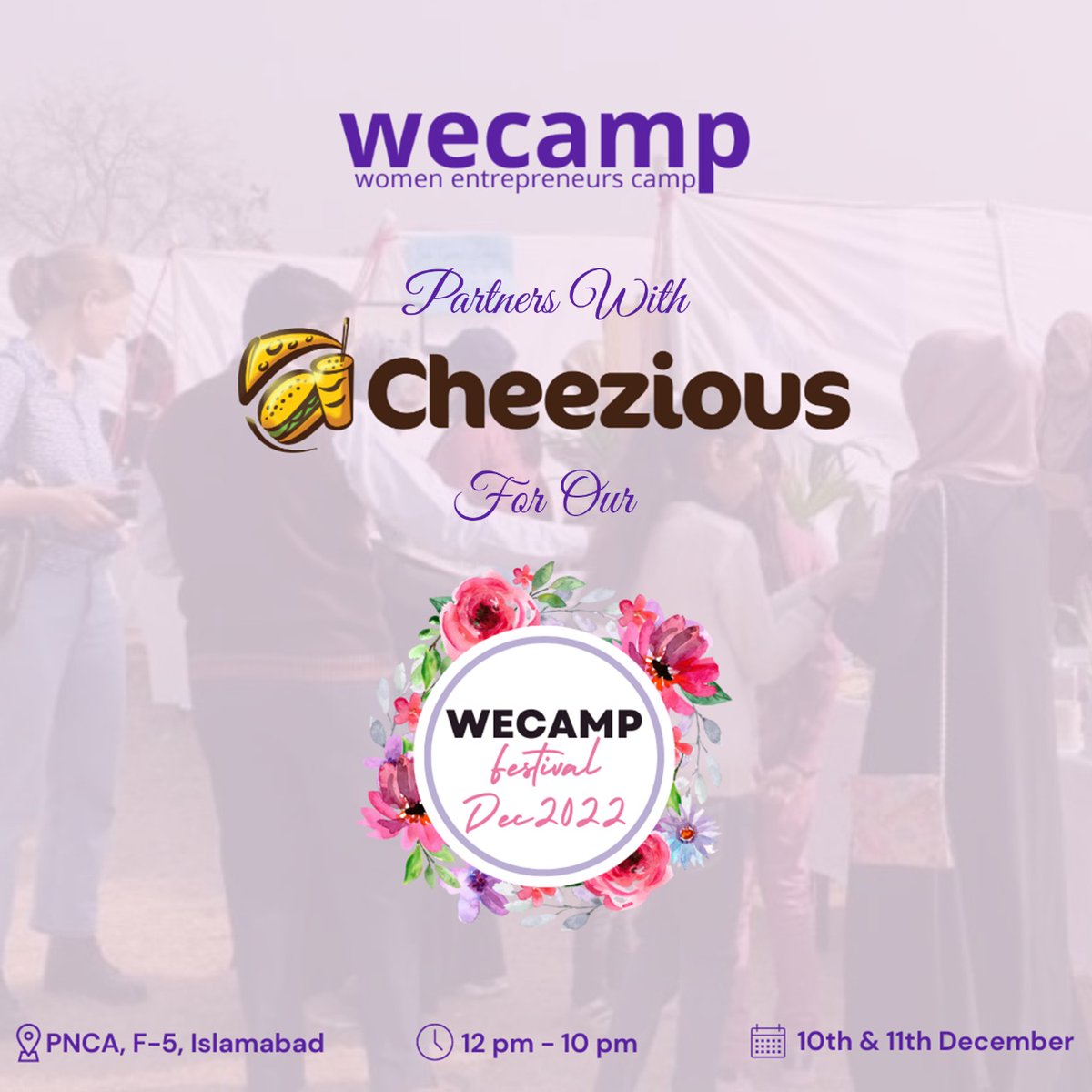 wecamp_pk's tweet image. Introducing our food partners: @Cheeziouspak

Cheezious is supporting #wecamp and @atomcamp by fueling our team and our amazing women entrepreneurs at the #wecampfestival 

Date: 10th and 11th December
Time: 12pm - 10pm 
Venue : PNCA,Islamabad

 #takeyourfirststep #WomenofWecamp