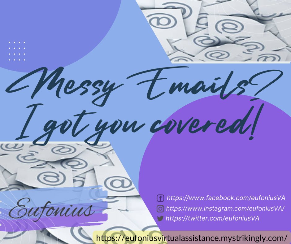 dothackenslash's tweet photo. Got messy emails? Don’t worry, we’ve got you covered!😎
Get your email handled by a virtual assistant now to be more organized &amp; more responsive to your customers❗️
✅Check my website
https://t.co/Qt9GEGCwju
😉
👉 My Socials: https://t.co/ZPKbLfhMu3
#eufoniusBrand #VAemailManager https://t.co/lXxVsVIsFI