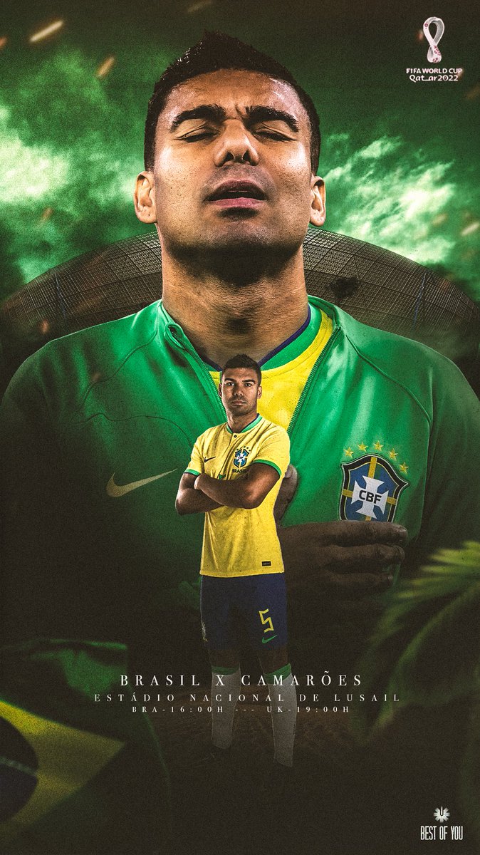 Casemiro's tweet photo. #VAMOSBRASIL 💪🏽

 @FecafootOfficie 🇨🇲 🆚 🇧🇷 @CBF_Futebol 
🏆 @FIFAWorldCup 
🏟 Lusail Stadium
🇧🇷 16:00 h
🏴󠁧󠁢󠁥󠁮󠁧󠁿 19:00 h

#SeleçãoBrasileira #CA5EMIRO #CAMxBRA #Qatar2022   #FIFAWorldCup #BRA https://t.co/O81spcIdZp
