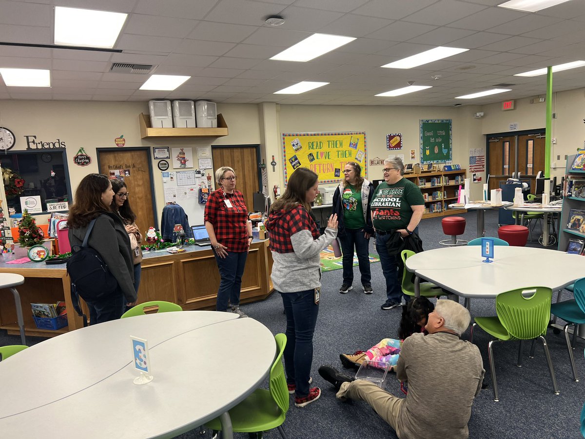 NISDLib's tweet photo. New #NISDLibrarians are touring @nisd campuses today to see what other librarians do and learn from each other! The New Librarian World Tour is always a great day full of learning and new ideas! #NISDLibraries #NISDIgnited @NISDTeachLearn https://t.co/bLIteWMVR7