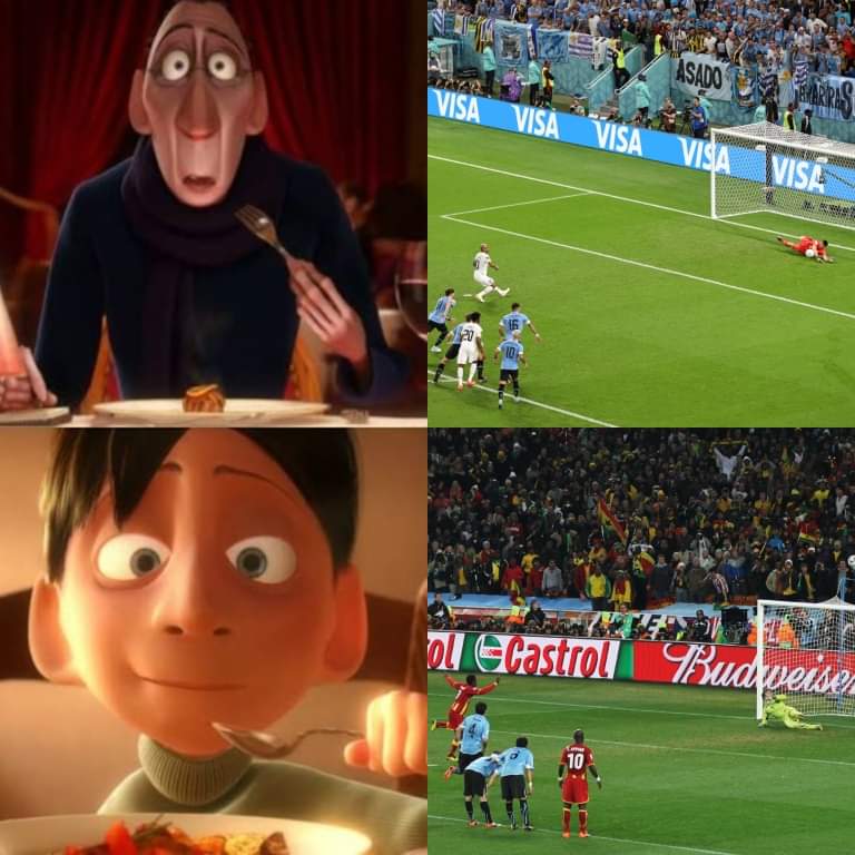 eguezcandia7's tweet photo. TODOS viendo que Ghana volvió a ¡¡FALLAR OTRO PENAL!! clave ante Uruguay como pasó en Sudáfrica 2010. https://t.co/q4Ofbv1XuU