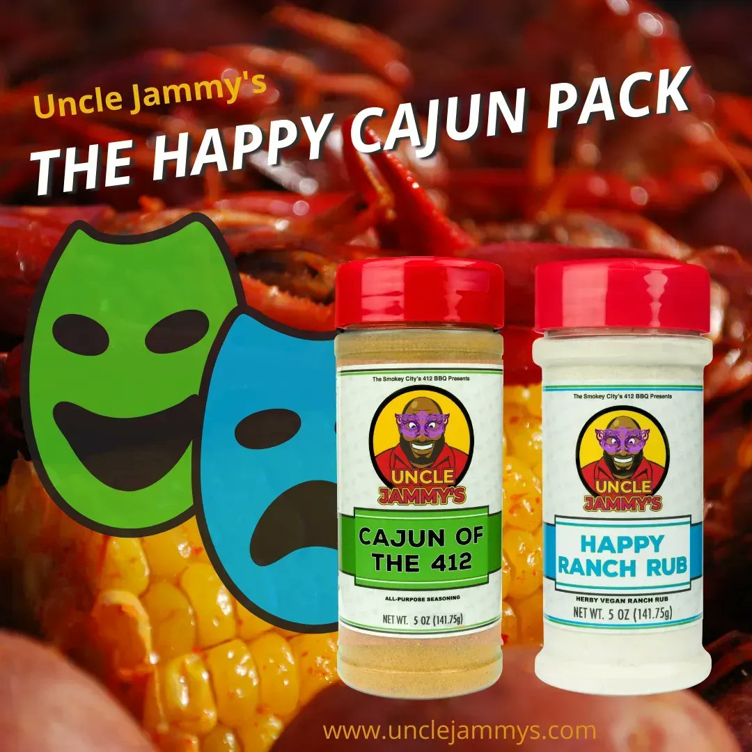 Introducing The Happy Cajun combo pack. Save 3.00 when you order this duo online. 
.
.
.
#rubs #unclejammys #pabbqchef #rubsandsauces #pittsburghbbq #pittsburghfoodie #seasonings #seasoningspices #cajún #cajunfood #cajunspices #cajunspice #cajunspiced #combopack #holidaygifts
