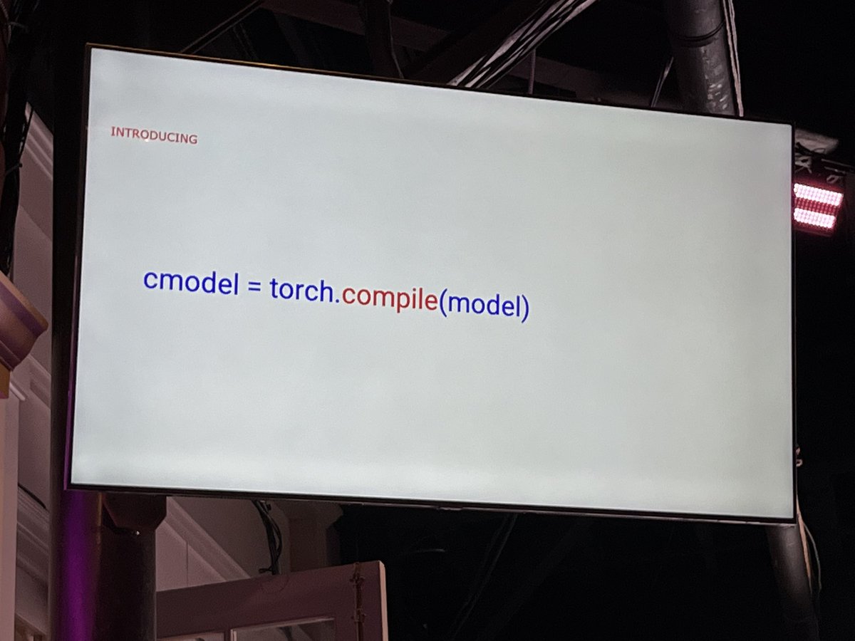 alfcnz's tweet image. OMG! 🤯🤯🤯
@soumithchintala announcing @PyTorch 2.0! Fully backward compatible. Speeds up execution without code change. Can further improve perf by issuing a single command. #PyTorchConference #NeurIPS22