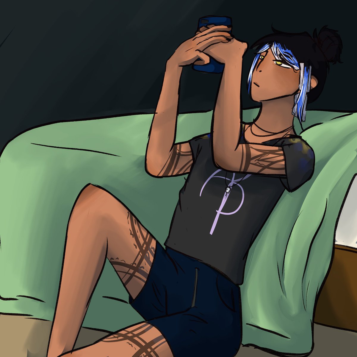 12enjoykenopsia's tweet photo. Douxcember day 2 : Hair Dye

Sometimes you just have to chill for a bit while waiting for the hair dye to take hold 
It's very messy compared to yesterday i'm sorry, day 3 will normally make it normal again

#douxcember2022 https://t.co/DZX8KJRSyr