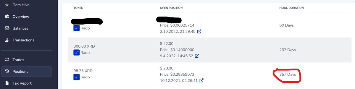 Just realized I need to sell an open position to realize losses for my tax reporting. Will by some $DGC @Doge3_cerby with theses $XRD tokens.

Thanks @RUPINE_Labs 💕the open position screen!