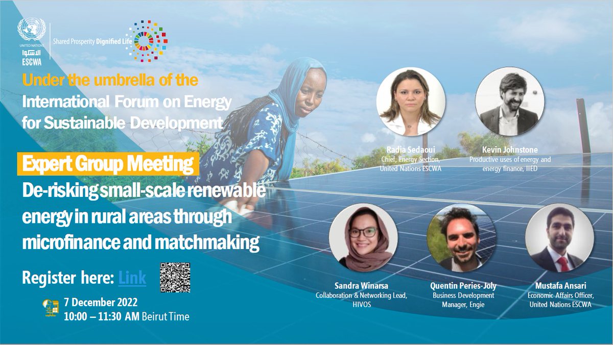 ICYMI: On 7 Dec, IIED's Kevin Johnstone will join a @UNESCWA event to discuss business models to aid greater uptake of small-scale #RenewableEnergy. Register now: De-risking small-scale renewable energy in rural areas through microfinance & matchmaking: unescwa.org/events/microfi…
