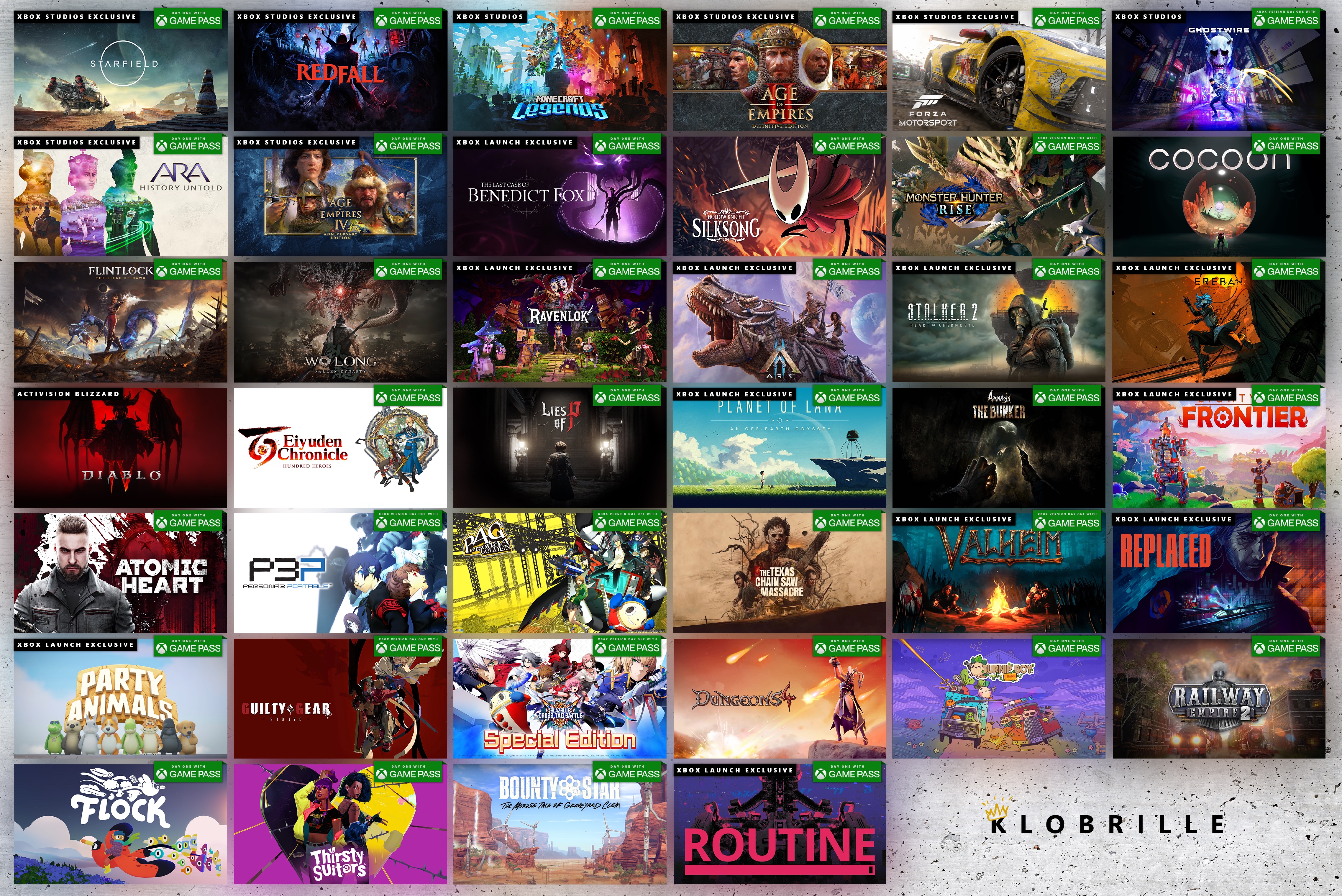 Xbox Game Pass 2023 Lineup (Released, Announced) - Credit: @Klobrille :  r/XboxSeriesX