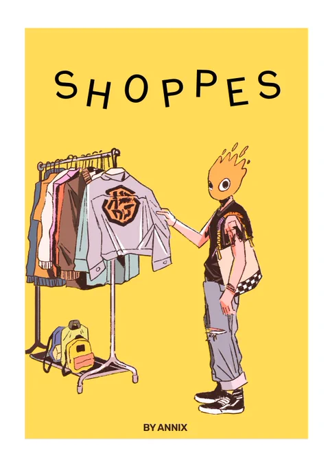 'Shoppes' - little preview on a short comic i've worked on the past month about finding comfort in non-conformist clothing. available for download soon :") 