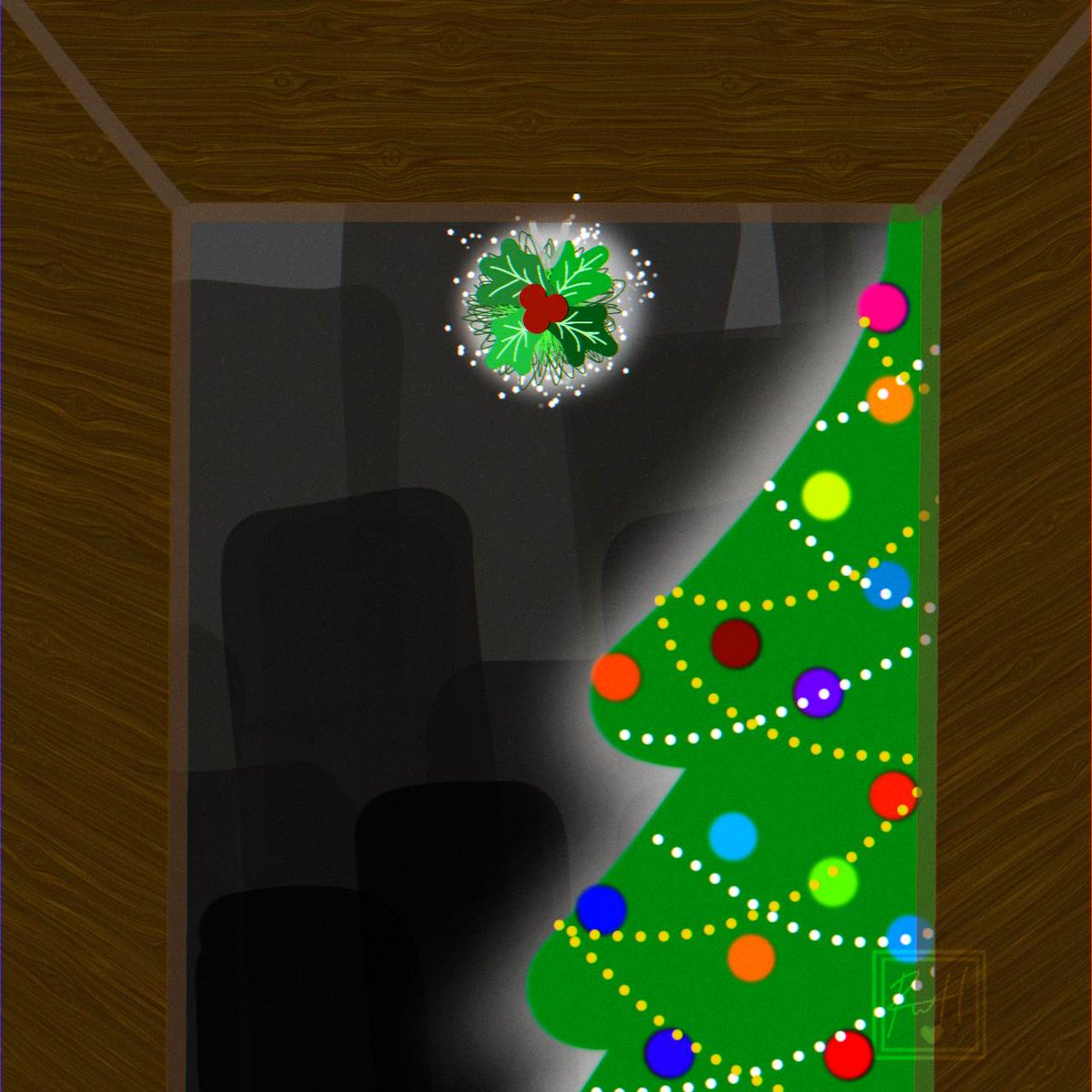 LeinTarga's tweet photo. 23 days til christmas, 
"Let us kiss and cuddle under the mistletoe" 🎄✨👩‍❤️‍👩

#OriginalArtwork  #ibisPaintX #christmas2022 https://t.co/ICV58gYc8l
