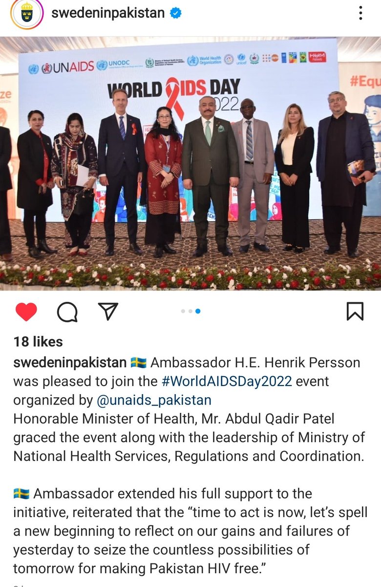 UNAIDS_Pakistan's tweet photo. Thanks to Ambassador H.E Henrik Perrson @SwedeninPK for extending all your support to commemorate #WorldAIDSDay2022
#Equalize #WADPK2022 #AoBaatKarein https://t.co/gXi5hQa1uH