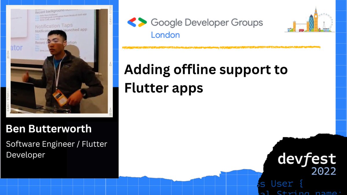 📣 SESSION HIGHLIGHT! 'Adding offline support to Flutter apps' by @orth_uk, Software Engineer / Flutter Developer 📍 In person at King's College Bush House, London 📅 Saturday, December 10, 2022 🎟️ gdg.community.dev/events/details… #DevFestLondon #Flutter