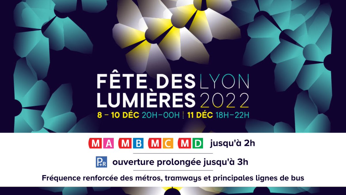 SYTRALmobilites's tweet photo. 🌠 Du 8 au 11/12, SYTRAL Mobilités passe en mode @FeteLumieres sur le réseau @TCL_SYTRAL 

Un dispositif sur mesure avec 2000 agents mobilisés ☀ et 🌙 pour des déplacements en toute sécurité

📢 Et comme de coutume, le réseau sera gratuit le 8/12 de 16h à la fin du service ! https://t.co/LIj7PNvRRt