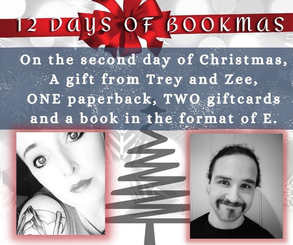 On the #second day of Bookmas. A gift from @TreyStoneAuthor and Zee. (Follow Trey, he's incredibly talented 😊) TWO $5 gift cards ONE signed paperback ONE ebook Chase all prizes with hashtag 👉 #ZeesBookmas Entry : like and share. Winners drawn 15th December. Goodluck.