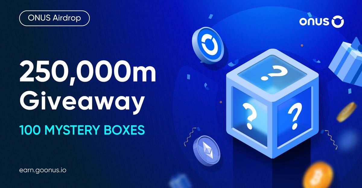 💸 ONUS 250,000m #Airdrop 💸

🎁 100 #MysteryBox #Giveaway

To enter:
✅ Follow 
<a href="/ONUSFinance/">ONUS</a>
, tag 3 friends &amp; RT
✅ Join t.me/onus_global
✅ Submit #ONUS ID 👇
earn.goonus.io/en/projects/on… 

#Crypto #Airdrops #Giveaways #Blockchain