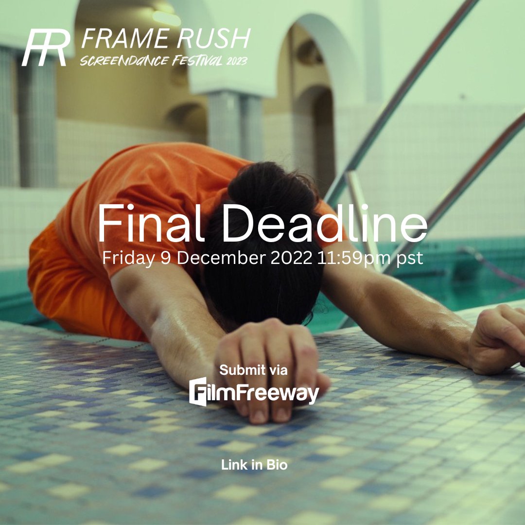 🎞1 WEEK TO GO 🎞

FrameRush 2023 deadline is just 1 week away! Make sure to submit your films by Friday 9 December!

Submit now: filmfreeway.com/FrameRush 

Thank you for the submissions so far, please DM or email us with any questions or queries.

🎥 : Bouyancy by Jessica Liu