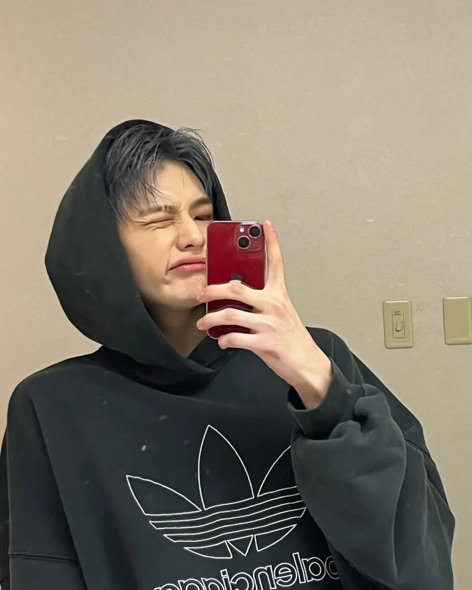 lastlovestay's tweet image. no one takes mirror selcas like THE hwang hyunjin