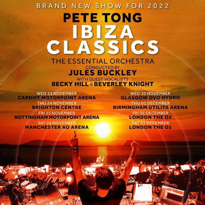 .@petetong and #TheEssentialOrchestra perform @IbizaClassics_, conducted by @julesbuckley, at @TheO2 tonight and tomorrow! With special guests @BeckyHill and @beverleyknight #IbizaClassics