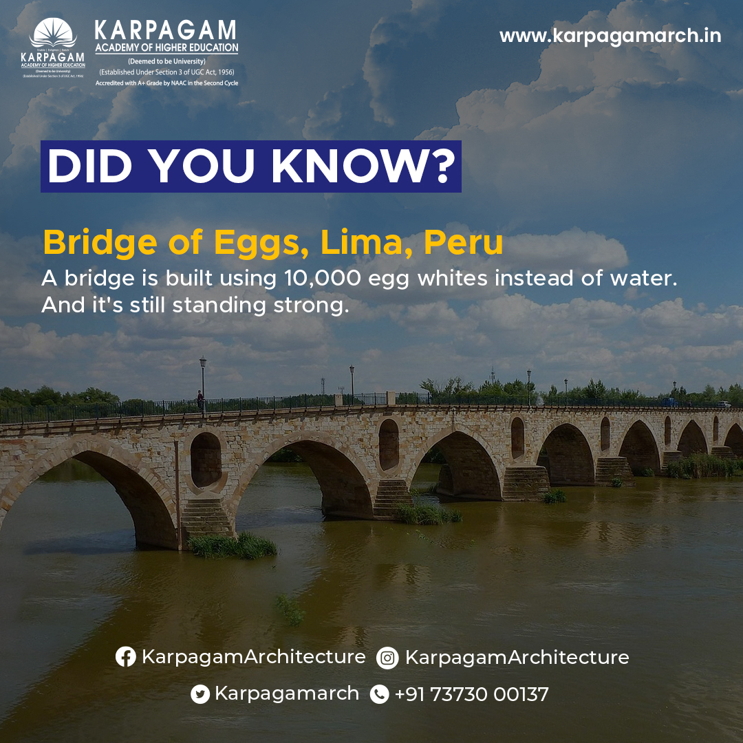It was constructed in Lima, Peru in 1608 by the architect Juan del Corral. The bridge which is more than 400 years old, is astonishingly still in place. The best thing about this bridge is that 10,000 egg whites were used to mix the mortar instead of water when it was being built https://t.co/98arZgPNbB