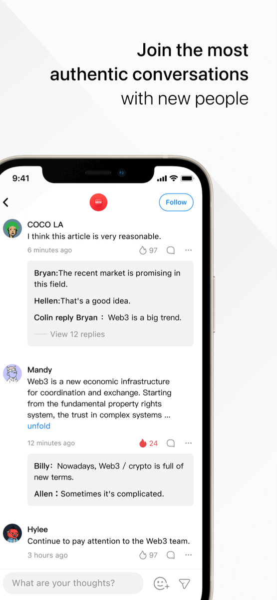 Hey! This is bfrenz! 🚀
We dedicate to become the best crypto-native social media. It is available for iOS and is coming soon to Android! 

🔥Download the App!
apps.apple.com/app/bfrenz/id1…

Let's take a look at some of its coolest features.👀