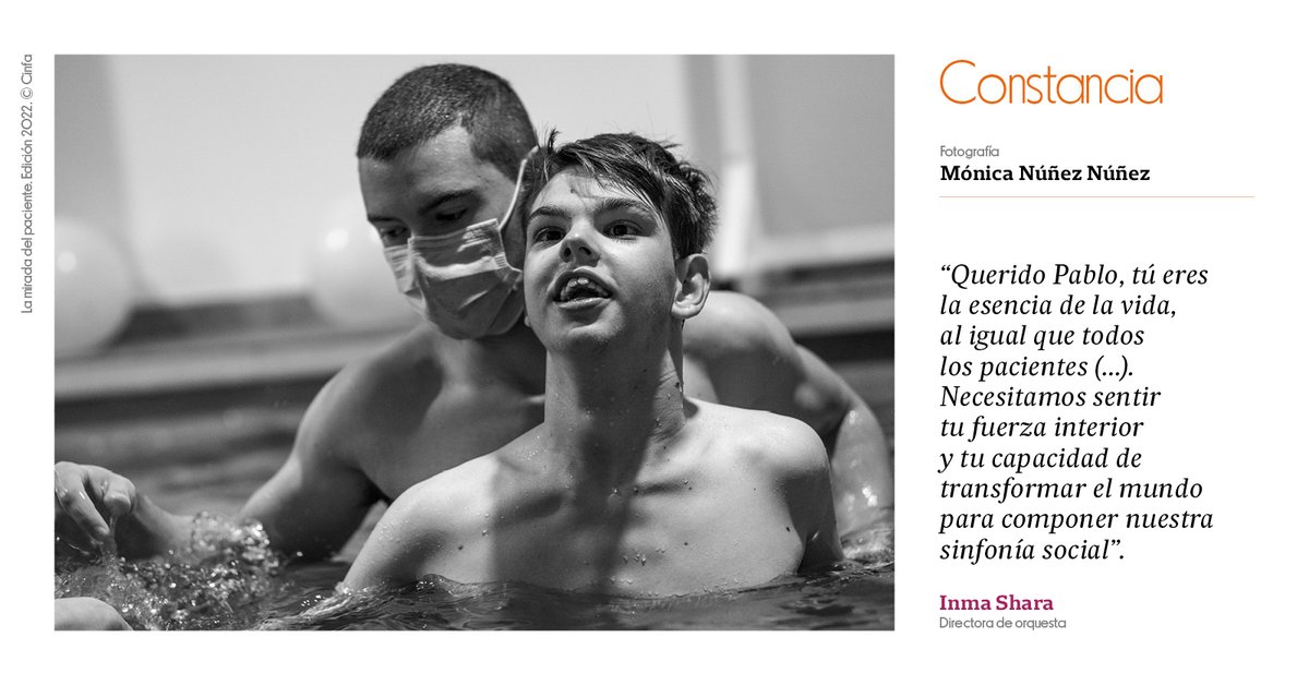 Inma Shara compone un precioso relato de una sociedad donde todos juntos debemos interpretar el camino de la vida, a partir de la imagen de Pablo, retratado en “Constancia”, una foto de Mónica Núñez Núñez a favor de <a href="/RiberaRed/">Red Solidaria Ribera</a>. #LibroLaMiradadelPaciente lamiradadelpaciente.cinfa.com/#el-libro