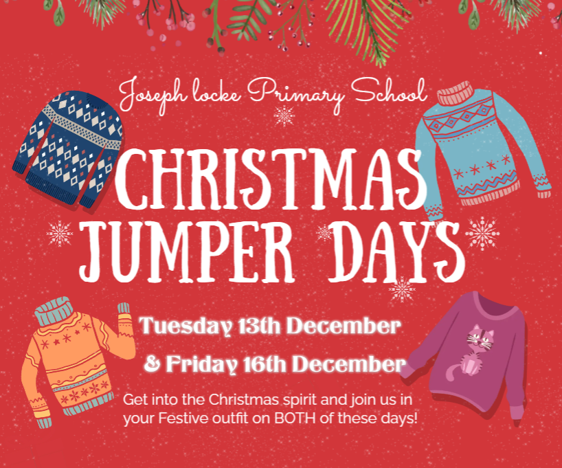 JLPSInclusion's tweet photo. We realise it's great to recycle these items as they are worn for such a short amount of time. If anyone has any old Christmas jumpers they no longer want, please bring these in to school and we will reuse these in our Boutique! Thankyou🎄@JosephLockePS https://t.co/EE81CXw3Zd