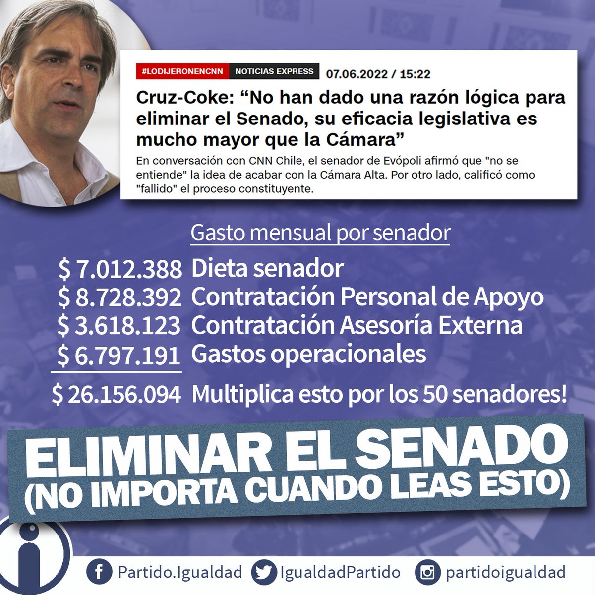 IgualdadPartido's tweet photo. Nunca es un mal día, nunca es tarde, nunca está demás, siempre es un buen momento: hay que eliminar el senado! https://t.co/hqWgfXKz3O