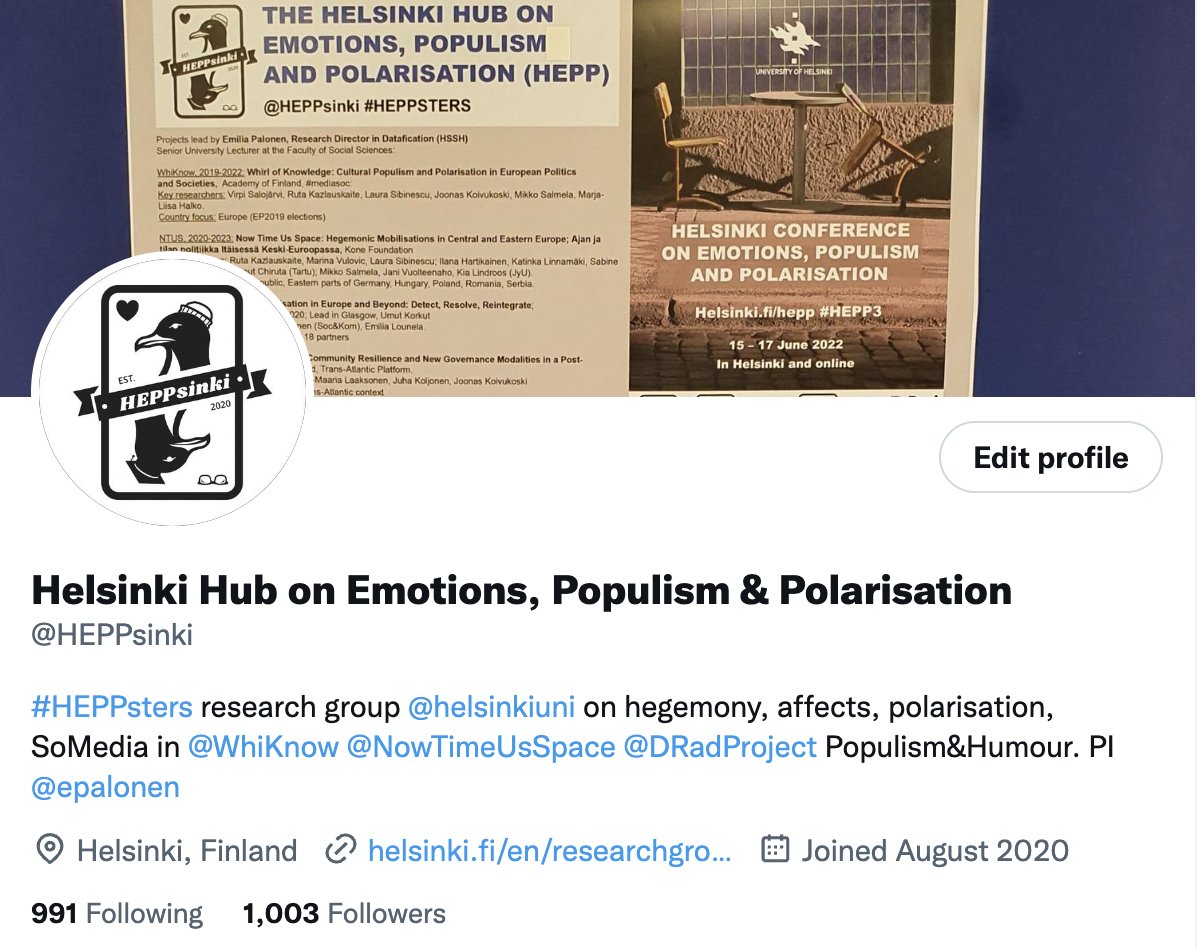 Sooo grateful for >1,000 followers today 🙏 Thanks for your interest in our work at #HEPP, the associated projects <a href="/whi_know/">WhiKnow Project</a> <a href="/DRadProject/">D.Rad</a> <a href="/nowtimeusspace/">Now-Time, Us-Space</a> #ENDURE and our many international fellows! We're always interested in collaborating so please do reach out 💌

#HEPPsters2022