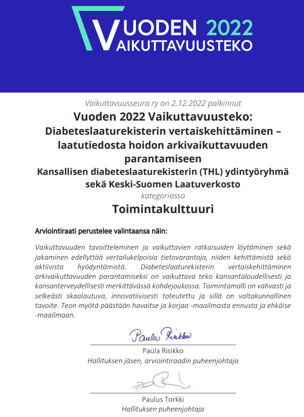 Tämä vaikuttavuusteko kantaa kauas. Onnittelut!