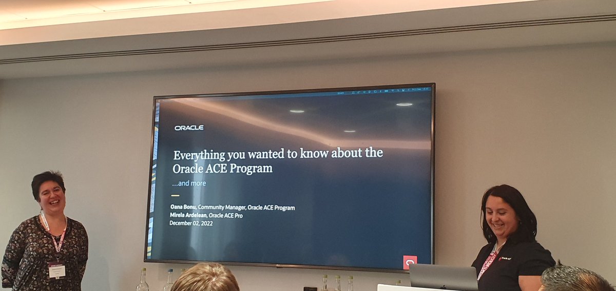 RishOraDev's tweet image. @oanapdrr and @Mirela_RoOUG giving an overview about the #OracleACEProgram at #UKOUGBreakthrough22 
@oracleace #Community #oracle #sharetheknowledge