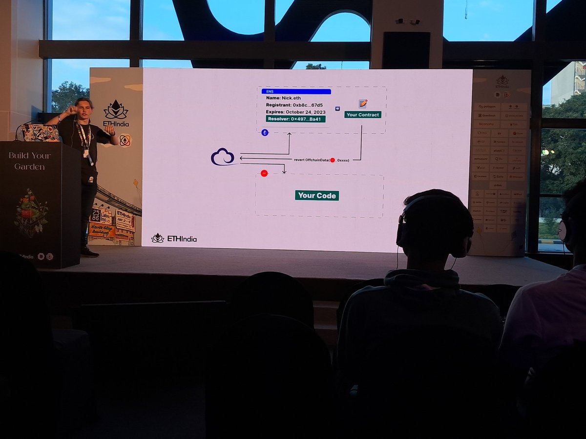 TechieKedar's tweet photo. Insightful session on #ENS by @LucemansNL. Specially liked the 2 transaction approach of registering ENS names and the concepts of controller and register access control.
#PLGWorks #ETHIndia https://t.co/l9QG2nfna2
