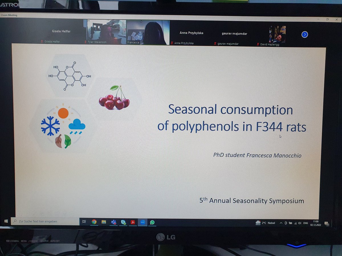 <a href="/Framanocchio/">Francesca</a> presenting her data on seasonal consumption of polyphenols in F344 rats at the 5th Annual Seasonality Symposium 😊