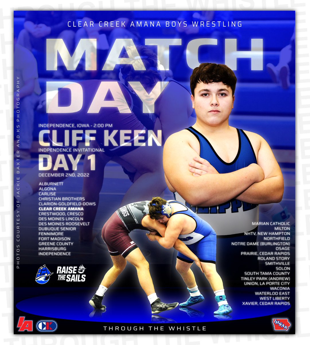CCA Clipper Boys Wrestling (@ccaboyswrestle) on Twitter photo ๐ ๐๐ง๐๐ ๐๐๐ฌ - Pt. 1
๐ โซ Cliff Keen Independence Invitational
๐
โซ Day 1 of 2
๐ โซ Independence, IA
โฐ โซ 2:00 p.m.
๐ โซ Independence JH-HS
Watch (<a href="/FloWrestling/">FloWrestling</a>) โฌ๏ธ
๐ป โซ bit.ly/3ugZUZx
Results โฌ๏ธ
๐ โซ bit.ly/3Ff5uBO
๐ต๐คผโโ๏ธโช๏ธ
#TTW // #RaiseTheSails ๐ ๐๐ง๐๐ ๐๐๐ฌ - Pt. 1
๐ โซ Cliff Keen Independence Invitational
๐
โซ Day 1 of 2
๐ โซ Independence, IA
โฐ โซ 2:00 p.m.
๐ โซ Independence JH-HS
Watch (<a href="/FloWrestling/">FloWrestling</a>) โฌ๏ธ
๐ป โซ bit.ly/3ugZUZx
Results โฌ๏ธ
๐ โซ bit.ly/3Ff5uBO
๐ต๐คผโโ๏ธโช๏ธ
#TTW // #RaiseTheSails